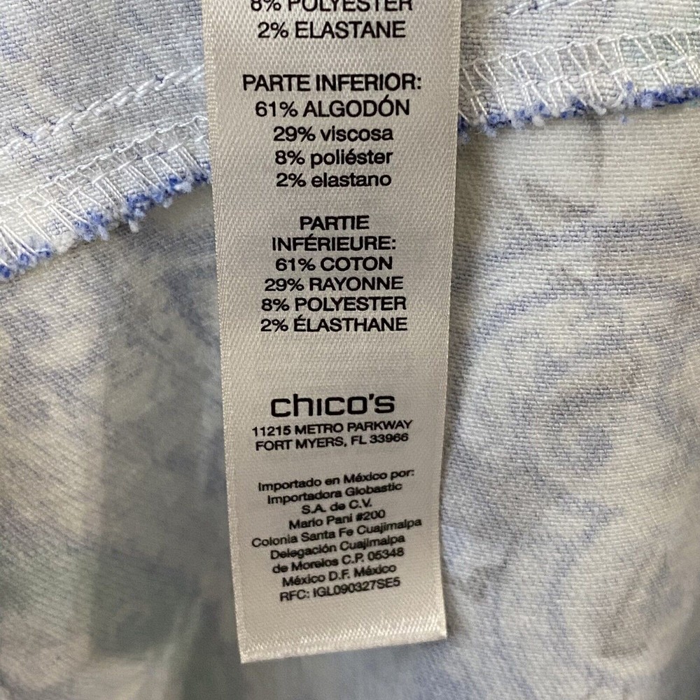 Chico's Platinum Crop Pants Size 3 XL 16 Green White Paisley FLAWED - Picture 9 of 10